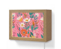Wandlamp 20x15 cm - Oplaadbaar - Roze - Bloemen - Wit - Oranje - Wandlampen binnen woonkamer - Slaapkamer lamp met kabel - Decoratieve nachtlamp - Vloerlamp snoer