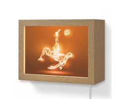 Wandlamp 20x15 cm - Oplaadbaar - Voetballer - Oranje - Voetbal - Omhaal - Wandlampen binnen woonkamer - Slaapkamer lamp met kabel - Decoratieve nachtlamp - Vloerlamp snoer