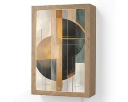Wandlamp 20x30 cm - Oplaadbaar - Abstract - Goud - Brons - Groen - Vormen - Modern - Wandlampen binnen woonkamer - Slaapkamer lamp met kabel - Decoratieve nachtlamp - Vloerlamp snoer