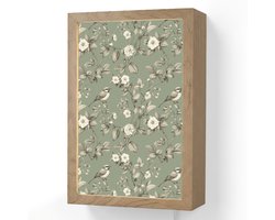 Wandlamp 20x30 cm - Oplaadbaar - Botanisch - Vogels - Groen - Wandlampen binnen woonkamer - Slaapkamer lamp met kabel - Decoratieve nachtlamp - Vloerlamp snoer