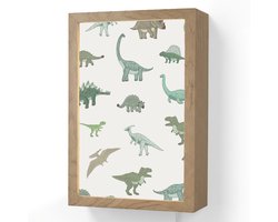Wandlamp 20x30 cm - Oplaadbaar - Dino - Groen - Jongens - Dinosaurus - Blauw - Wandlampen binnen woonkamer - Slaapkamer lamp met kabel - Decoratieve nachtlamp - Vloerlamp snoer