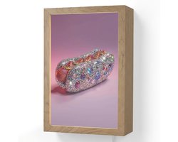 Wandlamp 20x30 cm - Oplaadbaar - Hotdog - Steentjes - Glitters - Paars - Wandlampen binnen woonkamer - Slaapkamer lamp met kabel - Decoratieve nachtlamp - Vloerlamp snoer