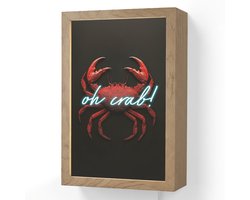 Wandlamp 20x30 cm - Oplaadbaar - Krab - Rood - Neon - Quote - Wandlampen binnen woonkamer - Slaapkamer lamp met kabel - Decoratieve nachtlamp - Vloerlamp snoer