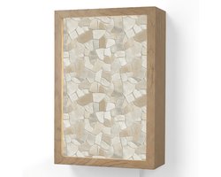 Wandlamp 20x30 cm - Oplaadbaar - Mozaïek - Stenen - Beige - Wandlampen binnen woonkamer - Slaapkamer lamp met kabel - Decoratieve nachtlamp - Vloerlamp snoer