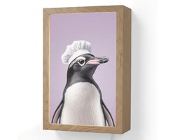 Wandlamp 20x30 cm - Oplaadbaar - Pinguïn - Koksmuts - Lief - Paars - Wandlampen binnen woonkamer - Slaapkamer lamp met kabel - Decoratieve nachtlamp - Vloerlamp snoer