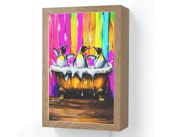 Wandlamp 20x30 cm - Oplaadbaar - Pinguïns - Badkuip - Kleurrijk - Schuim - Wandlampen binnen woonkamer - Slaapkamer lamp met kabel - Decoratieve nachtlamp - Vloerlamp snoer