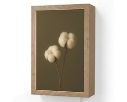 Wandlamp 20x30 cm - Oplaadbaar - Takken - Katoen - Wit - Bollen - Wandlampen binnen woonkamer - Slaapkamer lamp met kabel - Decoratieve nachtlamp - Vloerlamp snoer
