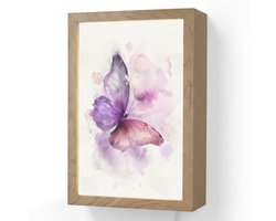 Wandlamp 20x30 cm - Oplaadbaar - Vlinder - Paars - Pastel kleuren - Wandlampen binnen woonkamer - Slaapkamer lamp met kabel - Decoratieve nachtlamp - Vloerlamp snoer