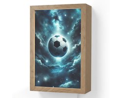 Wandlamp 20x30 cm - Oplaadbaar - Voetbal - Galaxy - Ruimte - Sport - Blauw - Wandlampen binnen woonkamer - Slaapkamer lamp met kabel - Decoratieve nachtlamp - Vloerlamp snoer