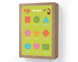 Wandlamp 20x30 cm - Oplaadbaar - Vormen - Educatief - Leren voor kinderen - Groen - Wandlampen binnen woonkamer - Slaapkamer lamp met kabel - Decoratieve nachtlamp - Vloerlamp snoer