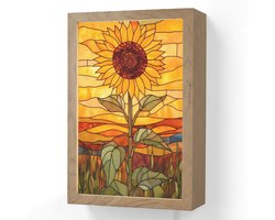 Wandlamp 20x30 cm - Oplaadbaar - Zonnebloem - Mozaïek - Zonsondergang - Geel - Wandlampen binnen woonkamer - Slaapkamer lamp met kabel - Decoratieve nachtlamp - Vloerlamp snoer