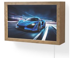 Wandlamp 30x20 cm - Oplaadbaar - Auto - Blauw - Jongens - Kind - Wandlampen binnen woonkamer - Slaapkamer lamp met kabel - Decoratieve nachtlamp - Vloerlamp snoer