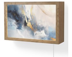 Wandlamp 30x20 cm - Oplaadbaar - Blauw - Modern - Marmer - Abstract - Goud - Wandlampen binnen woonkamer - Slaapkamer lamp met kabel - Decoratieve nachtlamp - Vloerlamp snoer