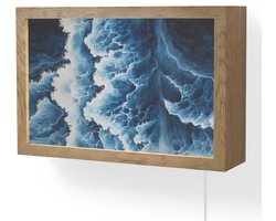 Wandlamp 30x20 cm - Oplaadbaar - Golven - Blauw - Schuim - Wandlampen binnen woonkamer - Slaapkamer lamp met kabel - Decoratieve nachtlamp - Vloerlamp snoer