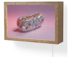 Wandlamp 30x20 cm - Oplaadbaar - Hotdog - Steentjes - Glitters - Paars - Wandlampen binnen woonkamer - Slaapkamer lamp met kabel - Decoratieve nachtlamp - Vloerlamp snoer