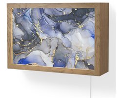 Wandlamp 30x20 cm - Oplaadbaar - Marmer - Goud - Abstract - Blauw - Wandlampen binnen woonkamer - Slaapkamer lamp met kabel - Decoratieve nachtlamp - Vloerlamp snoer