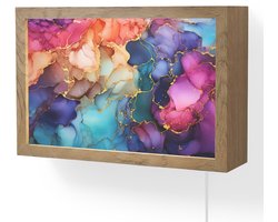 Wandlamp 30x20 cm - Oplaadbaar - Marmer - Kleurrijk - Kleuren - Abstract - Wandlampen binnen woonkamer - Slaapkamer lamp met kabel - Decoratieve nachtlamp - Vloerlamp snoer