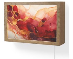 Wandlamp 30x20 cm - Oplaadbaar - Marmer - Rood - Goud - Modern - Abstract - Wandlampen binnen woonkamer - Slaapkamer lamp met kabel - Decoratieve nachtlamp - Vloerlamp snoer