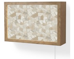 Wandlamp 30x20 cm - Oplaadbaar - Mozaïek - Stenen - Beige - Wandlampen binnen woonkamer - Slaapkamer lamp met kabel - Decoratieve nachtlamp - Vloerlamp snoer