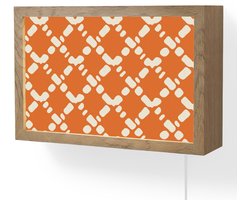 Wandlamp 30x20 cm - Oplaadbaar - Oranje - Ruitpatroon - Wit - Wandlampen binnen woonkamer - Slaapkamer lamp met kabel - Decoratieve nachtlamp - Vloerlamp snoer