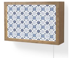 Wandlamp 30x20 cm - Oplaadbaar - Patroon - Tegel - Blauw - Wandlampen binnen woonkamer - Slaapkamer lamp met kabel - Decoratieve nachtlamp - Vloerlamp snoer