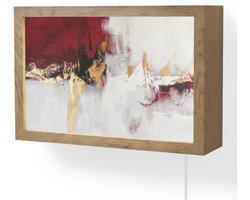 Wandlamp 30x20 cm - Oplaadbaar - Rood - Marmer - Abstract - Goud - Modern - Wandlampen binnen woonkamer - Slaapkamer lamp met kabel - Decoratieve nachtlamp - Vloerlamp snoer