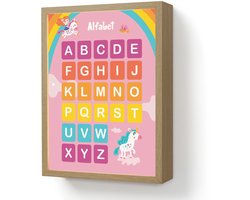 Wandlamp 30x40 cm - Oplaadbaar - Alfabet - Educatief - Letters leren voor kinderen - Roze - Eenhoorn - Wandlampen binnen woonkamer - Slaapkamer lamp - Decoratieve nachtlamp - Vloerlamp draadloos