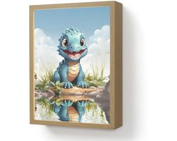 Wandlamp 30x40 cm - Oplaadbaar - Draak - Blauw - Jongens - Kinderen - Wandlampen binnen woonkamer - Slaapkamer lamp - Decoratieve nachtlamp - Vloerlamp draadloos