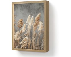 Wandlamp 30x40 cm - Oplaadbaar - Gedroogde Veldbloemen - Grijs - Beton - Wandlampen binnen woonkamer - Slaapkamer lamp - Decoratieve nachtlamp - Vloerlamp draadloos