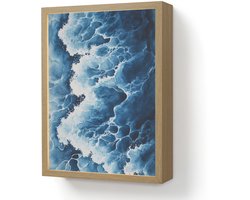 Wandlamp 30x40 cm - Oplaadbaar - Golven - Blauw - Schuim - Wandlampen binnen woonkamer - Slaapkamer lamp - Decoratieve nachtlamp - Vloerlamp draadloos