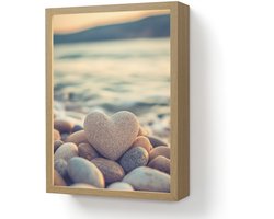 Wandlamp 30x40 cm - Oplaadbaar - Hart - Stenen - Natuur - Keien - Zen - Kiezelstenen - Wandlampen binnen woonkamer - Slaapkamer lamp - Decoratieve nachtlamp - Vloerlamp draadloos