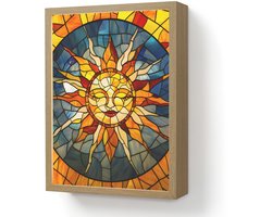 Wandlamp 30x40 cm - Oplaadbaar - Mozaïek - Zon - Geel - Cirkel - Wandlampen binnen woonkamer - Slaapkamer lamp - Decoratieve nachtlamp - Vloerlamp draadloos