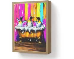 Wandlamp 30x40 cm - Oplaadbaar - Pinguïns - Badkuip - Kleurrijk - Schuim - Wandlampen binnen woonkamer - Slaapkamer lamp - Decoratieve nachtlamp - Vloerlamp draadloos
