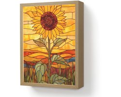Wandlamp 30x40 cm - Oplaadbaar - Zonnebloem - Mozaïek - Zonsondergang - Geel - Wandlampen binnen woonkamer - Slaapkamer lamp - Decoratieve nachtlamp - Vloerlamp draadloos