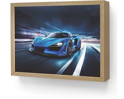 Wandlamp 40x30 cm - Oplaadbaar - Auto - Blauw - Jongens - Kind - Wandlampen binnen woonkamer - Slaapkamer lamp - Decoratieve nachtlamp - Vloerlamp draadloos