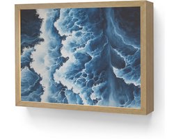 Wandlamp 40x30 cm - Oplaadbaar - Golven - Blauw - Schuim - Wandlampen binnen woonkamer - Slaapkamer lamp - Decoratieve nachtlamp - Vloerlamp draadloos