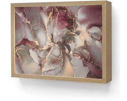 Wandlamp 40x30 cm - Oplaadbaar - Goud - Marmer - Paars - Wandlampen binnen woonkamer - Slaapkamer lamp - Decoratieve nachtlamp - Vloerlamp draadloos