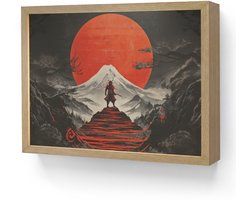 Wandlamp 40x30 cm - Oplaadbaar - Krijger - Rode trappen - Zon - Berg - Wandlampen binnen woonkamer - Slaapkamer lamp - Decoratieve nachtlamp - Vloerlamp draadloos