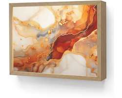 Wandlamp 40x30 cm - Oplaadbaar - Marmer - Oranje - Goud - Modern - Abstract - Wandlampen binnen woonkamer - Slaapkamer lamp - Decoratieve nachtlamp - Vloerlamp draadloos