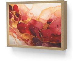 Wandlamp 40x30 cm - Oplaadbaar - Marmer - Rood - Goud - Modern - Abstract - Wandlampen binnen woonkamer - Slaapkamer lamp - Decoratieve nachtlamp - Vloerlamp draadloos