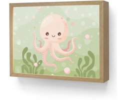 Wandlamp 40x30 cm - Oplaadbaar - Octopus - Zeedieren - Groen - Onderwater - Wandlampen binnen woonkamer - Slaapkamer lamp - Decoratieve nachtlamp - Vloerlamp draadloos