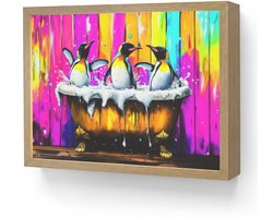 Wandlamp 40x30 cm - Oplaadbaar - Pinguïns - Badkuip - Kleurrijk - Schuim - Wandlampen binnen woonkamer - Slaapkamer lamp - Decoratieve nachtlamp - Vloerlamp draadloos