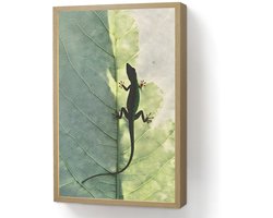 Wandlamp 40x60 cm - Oplaadbaar - Hagedis - Blad - Nerven - Groen - Wandlampen binnen woonkamer - Slaapkamer lamp - Decoratieve nachtlamp - Vloerlamp draadloos