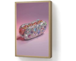 Wandlamp 40x60 cm - Oplaadbaar - Hotdog - Steentjes - Glitters - Paars - Wandlampen binnen woonkamer - Slaapkamer lamp - Decoratieve nachtlamp - Vloerlamp draadloos