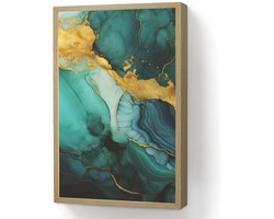 Wandlamp 40x60 cm - Oplaadbaar - Marmer - Goud - Blauw groen - Abstract - Turquoise - Wandlampen binnen woonkamer - Slaapkamer lamp - Decoratieve nachtlamp - Vloerlamp draadloos