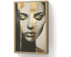 Wandlamp 40x60 cm - Oplaadbaar - Ogen - Gezicht - Goud - Strepen - Wandlampen binnen woonkamer - Slaapkamer lamp - Decoratieve nachtlamp - Vloerlamp draadloos