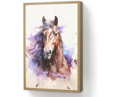 Wandlamp 40x60 cm - Oplaadbaar - Paard - Dieren - Meisjes - Paars - Bruin - Wandlampen binnen woonkamer - Slaapkamer lamp - Decoratieve nachtlamp - Vloerlamp draadloos