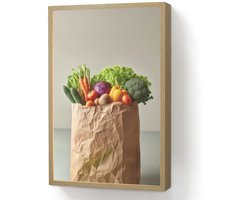 Wandlamp 40x60 cm - Oplaadbaar - Papieren - Boodschappen - Groente - Kleurrijk - Wandlampen binnen woonkamer - Slaapkamer lamp - Decoratieve nachtlamp - Vloerlamp draadloos