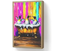 Wandlamp 40x60 cm - Oplaadbaar - Pinguïns - Badkuip - Kleurrijk - Schuim - Wandlampen binnen woonkamer - Slaapkamer lamp - Decoratieve nachtlamp - Vloerlamp draadloos