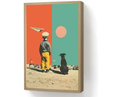 Wandlamp 40x60 cm - Oplaadbaar - Retro - Jongen - Hond - Rood - Groen - Wandlampen binnen woonkamer - Slaapkamer lamp - Decoratieve nachtlamp - Vloerlamp draadloos